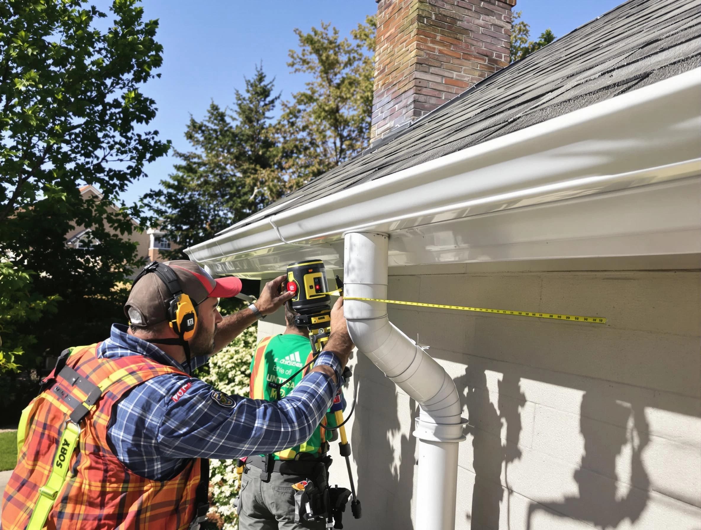 Green Roofing Company installing downspouts at a property in Green, OH