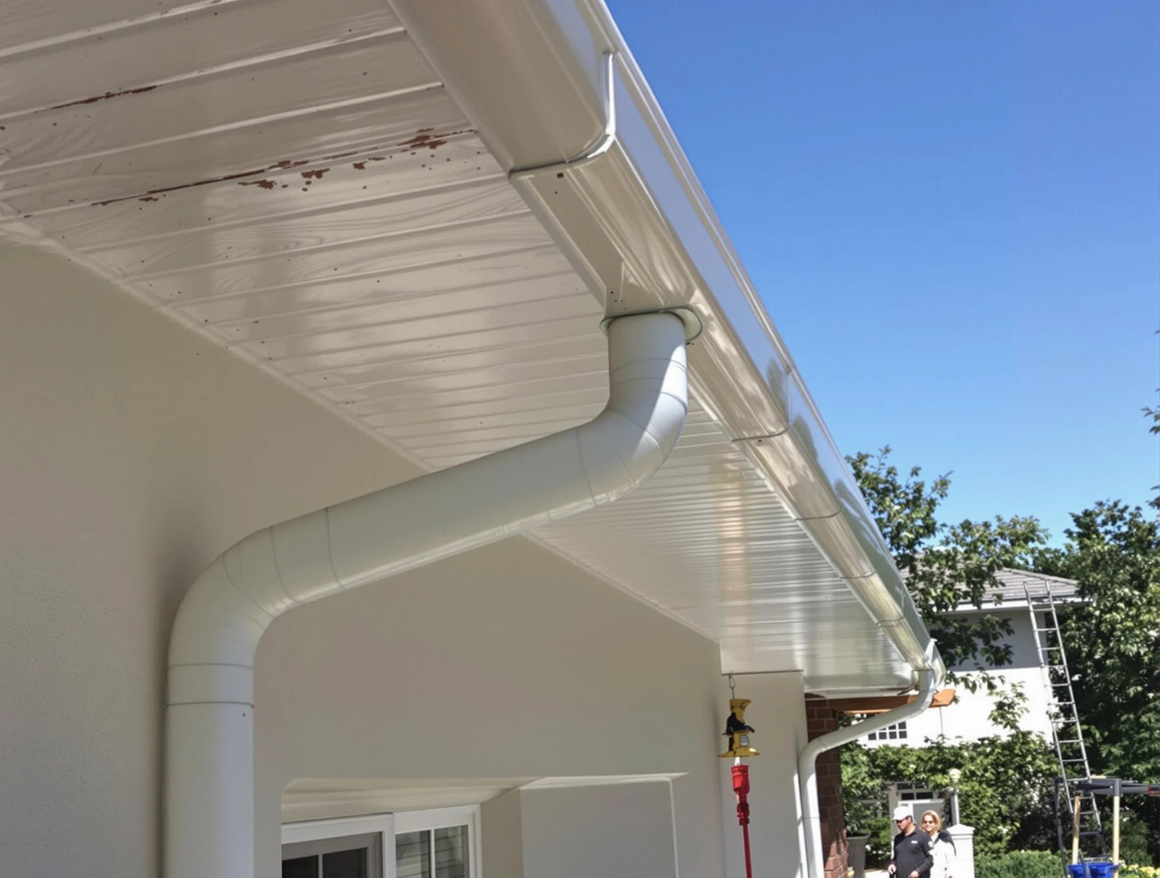 On-site seamless gutter fabrication by Green Roofing Company in Green, OH