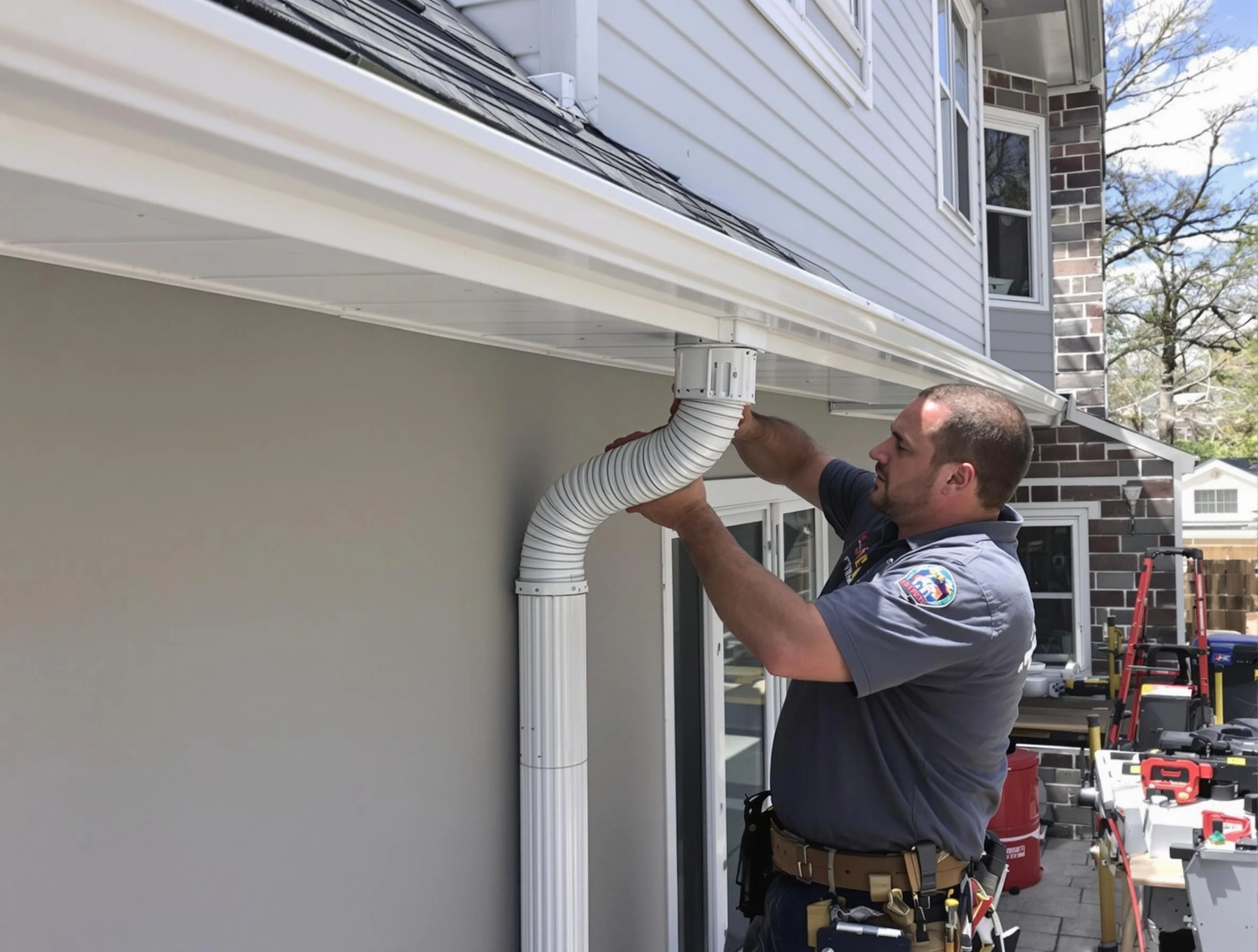 Downspouts installed by Green Roofing Company to guide water away in Green, OH